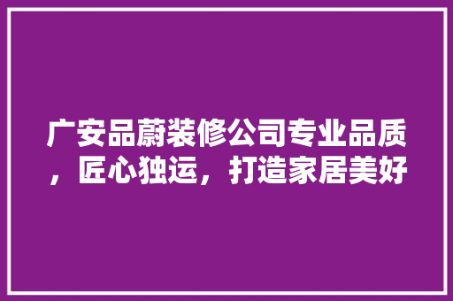 广安品蔚装修公司专业品质，匠心独运，打造家居美好新篇章