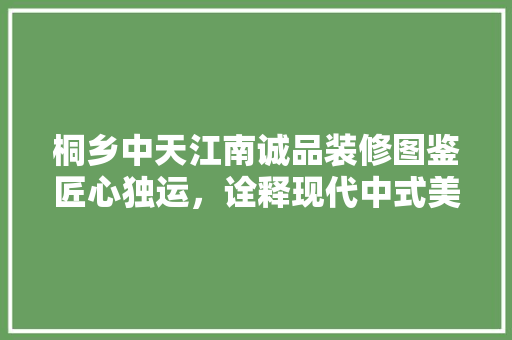 桐乡中天江南诚品装修图鉴匠心独运，诠释现代中式美学
