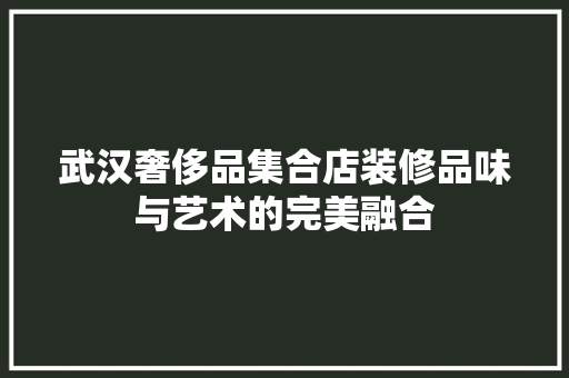武汉奢侈品集合店装修品味与艺术的完美融合