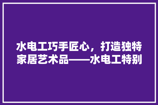 水电工巧手匠心，打造独特家居艺术品——水电工特别装修的艺术魅力