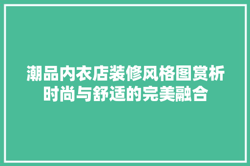 潮品内衣店装修风格图赏析时尚与舒适的完美融合