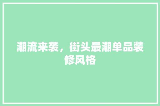 潮流来袭，街头最潮单品装修风格