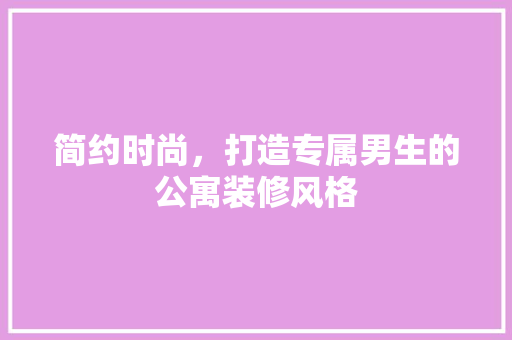 简约时尚，打造专属男生的公寓装修风格
