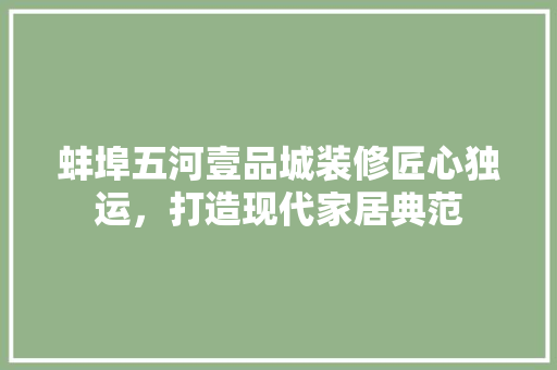 蚌埠五河壹品城装修匠心独运，打造现代家居典范