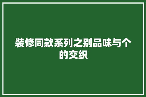 装修同款系列之别品味与个的交织
