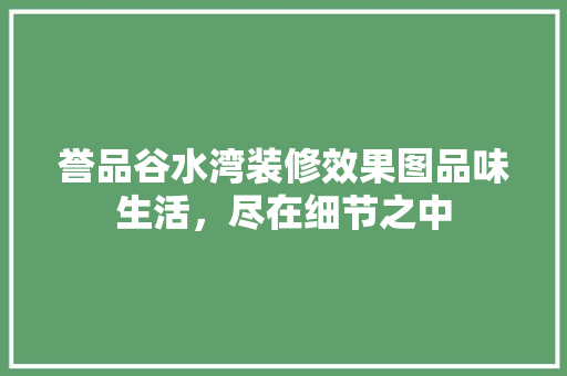 誉品谷水湾装修效果图品味生活，尽在细节之中