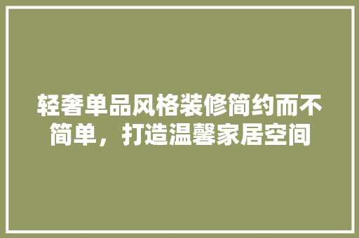 轻奢单品风格装修简约而不简单，打造温馨家居空间