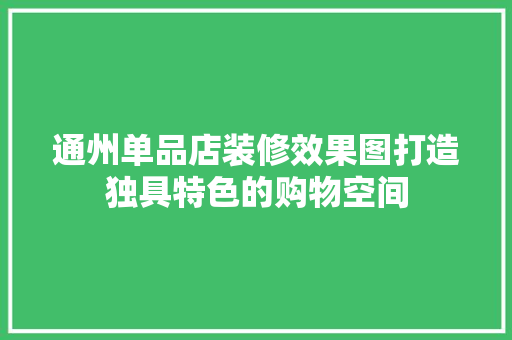 通州单品店装修效果图打造独具特色的购物空间