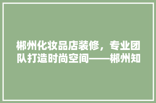 郴州化妆品店装修，专业团队打造时尚空间——郴州知名装修公司电话