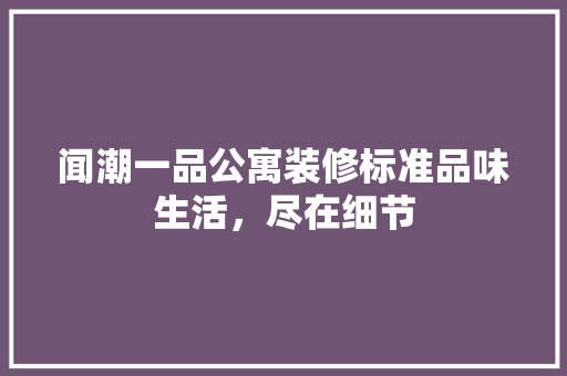 闻潮一品公寓装修标准品味生活，尽在细节