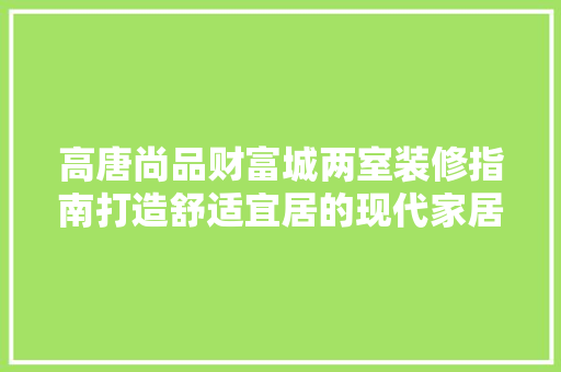 高唐尚品财富城两室装修指南打造舒适宜居的现代家居空间