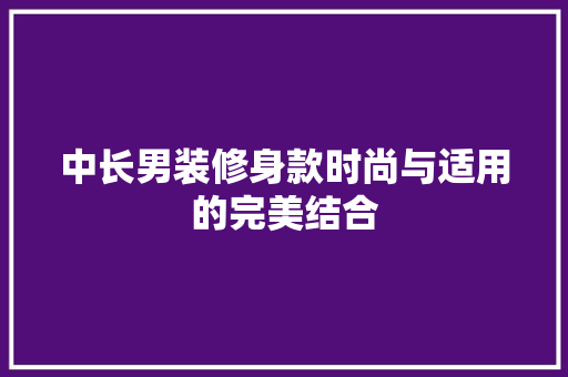 中长男装修身款时尚与适用的完美结合
