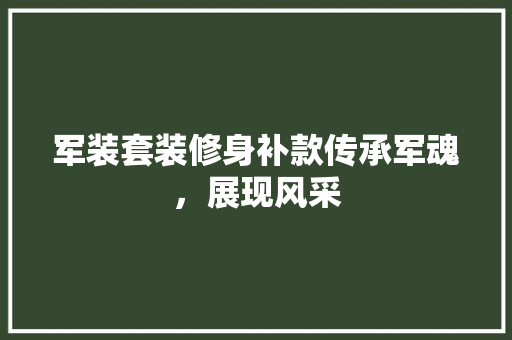 军装套装修身补款传承军魂，展现风采