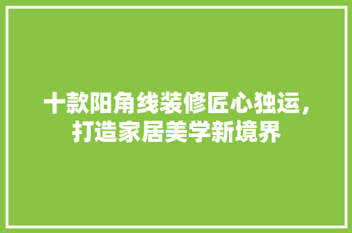 十款阳角线装修匠心独运，打造家居美学新境界