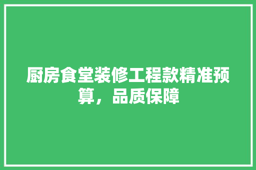 厨房食堂装修工程款精准预算，品质保障