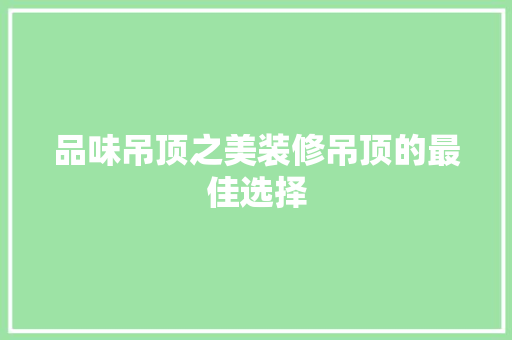 品味吊顶之美装修吊顶的最佳选择