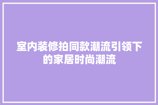 室内装修拍同款潮流引领下的家居时尚潮流