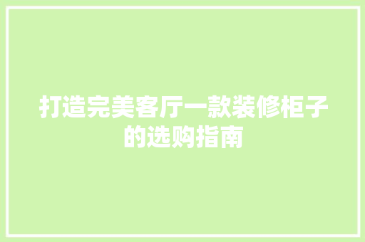打造完美客厅一款装修柜子的选购指南