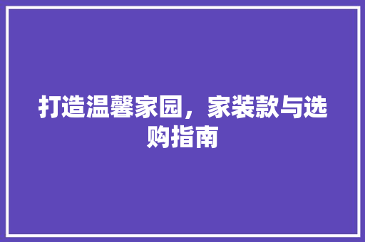 打造温馨家园，家装款与选购指南