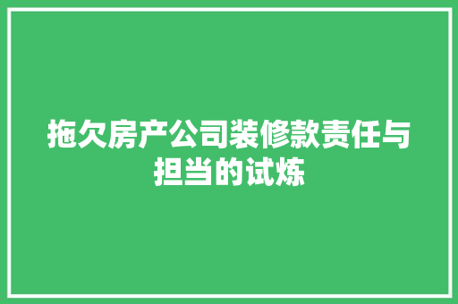 拖欠房产公司装修款责任与担当的试炼
