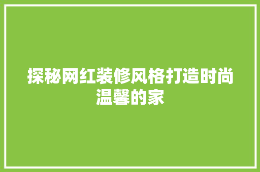 探秘网红装修风格打造时尚温馨的家