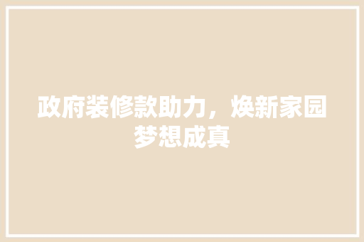 政府装修款助力，焕新家园梦想成真
