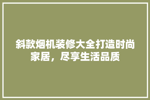 斜款烟机装修大全打造时尚家居，尽享生活品质