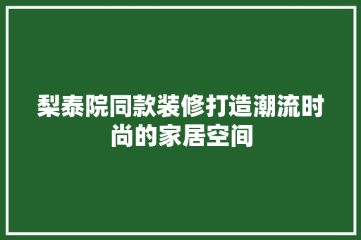 梨泰院同款装修打造潮流时尚的家居空间