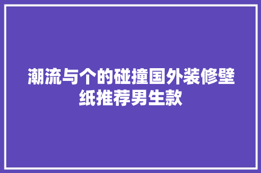 潮流与个的碰撞国外装修壁纸推荐男生款