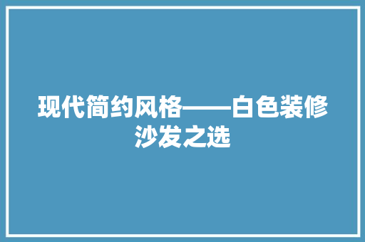 现代简约风格——白色装修沙发之选