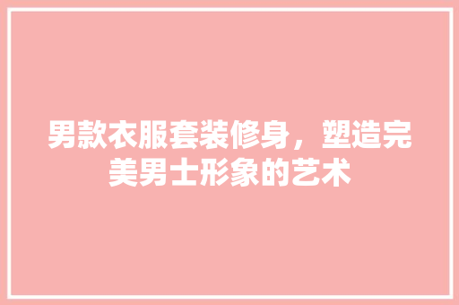 男款衣服套装修身，塑造完美男士形象的艺术
