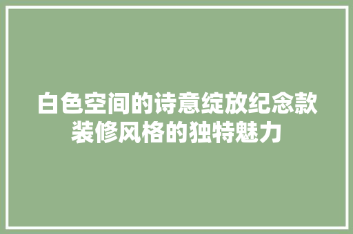 白色空间的诗意绽放纪念款装修风格的独特魅力