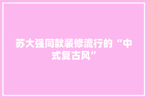 苏大强同款装修流行的“中式复古风”