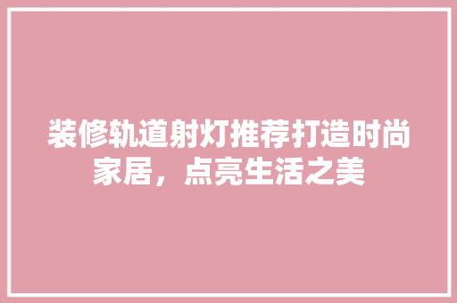 装修轨道射灯推荐打造时尚家居，点亮生活之美