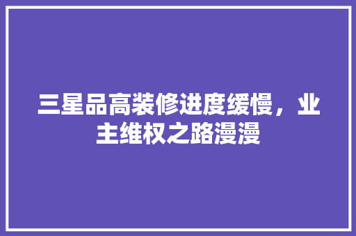 三星品高装修进度缓慢，业主维权之路漫漫