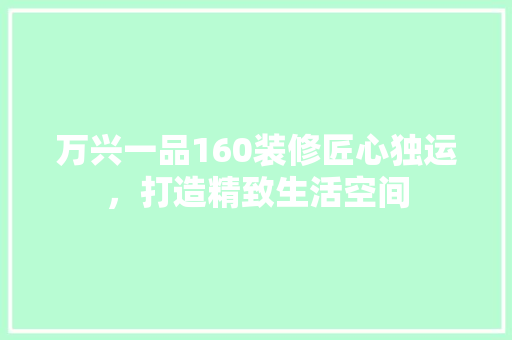 万兴一品160装修匠心独运，打造精致生活空间