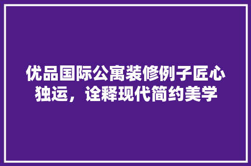 优品国际公寓装修例子匠心独运，诠释现代简约美学