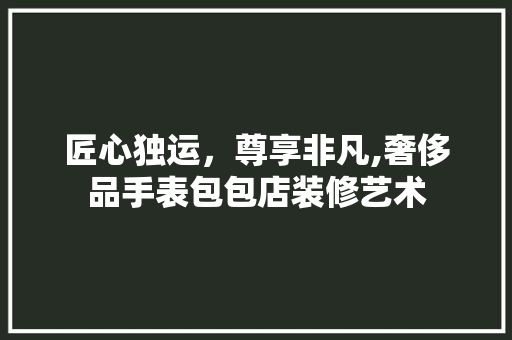 匠心独运，尊享非凡,奢侈品手表包包店装修艺术