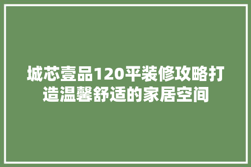 城芯壹品120平装修攻略打造温馨舒适的家居空间