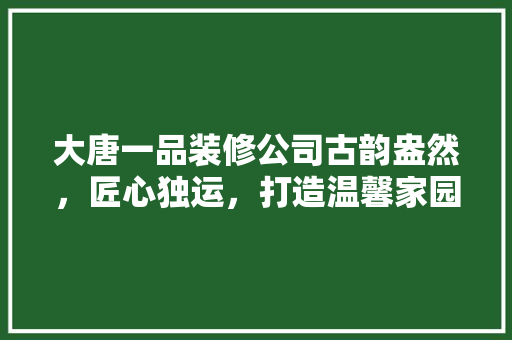 大唐一品装修公司古韵盎然，匠心独运，打造温馨家园