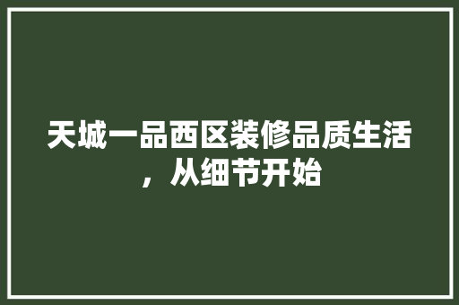 天城一品西区装修品质生活，从细节开始