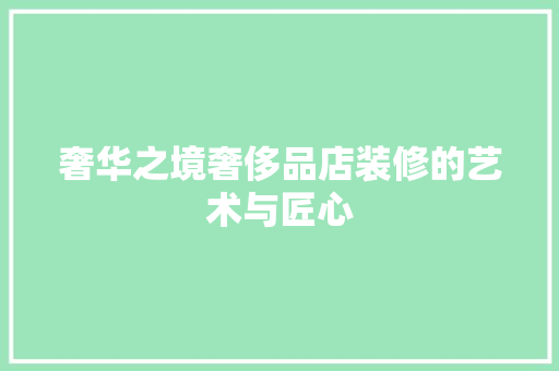奢华之境奢侈品店装修的艺术与匠心