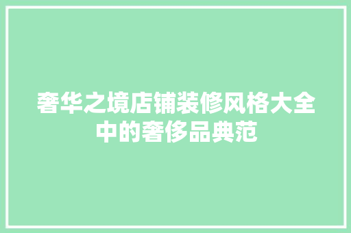 奢华之境店铺装修风格大全中的奢侈品典范