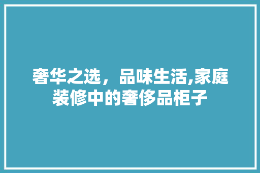 奢华之选，品味生活,家庭装修中的奢侈品柜子