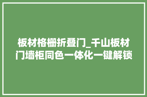 板材格栅折叠门_千山板材门墙柜同色一体化一键解锁潮范家装