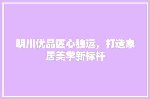 明川优品匠心独运，打造家居美学新标杆
