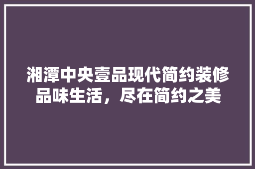 湘潭中央壹品现代简约装修品味生活，尽在简约之美