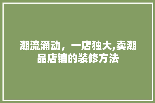 潮流涌动，一店独大,卖潮品店铺的装修方法