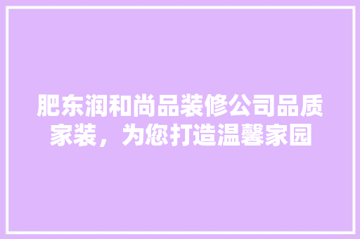 肥东润和尚品装修公司品质家装，为您打造温馨家园