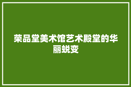 荣品堂美术馆艺术殿堂的华丽蜕变